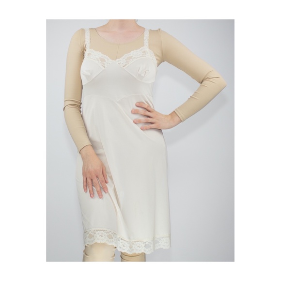 Vintage Lingerie Cream 1970’s Nylon Slip Dress - Picture 3 of 3